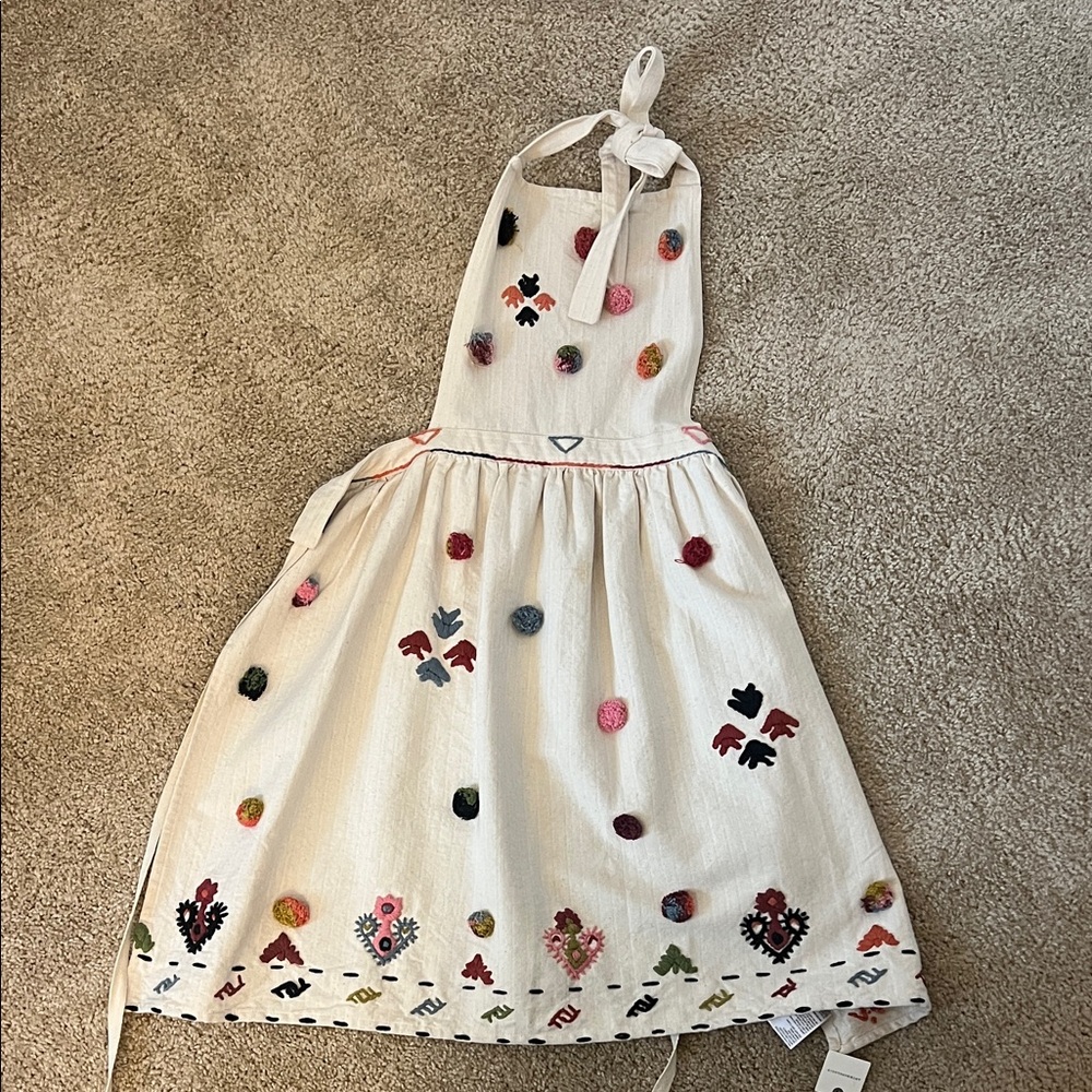 Anthropologie Embroidered Apron with Colorful Accents